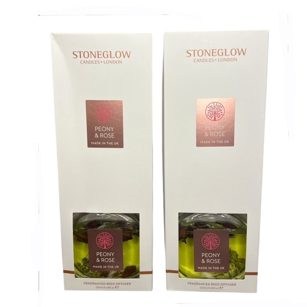 NEW 2x Stoneglow Candles Peony & Rose Fragranced Reed Diffuser - 4.06 fl oz